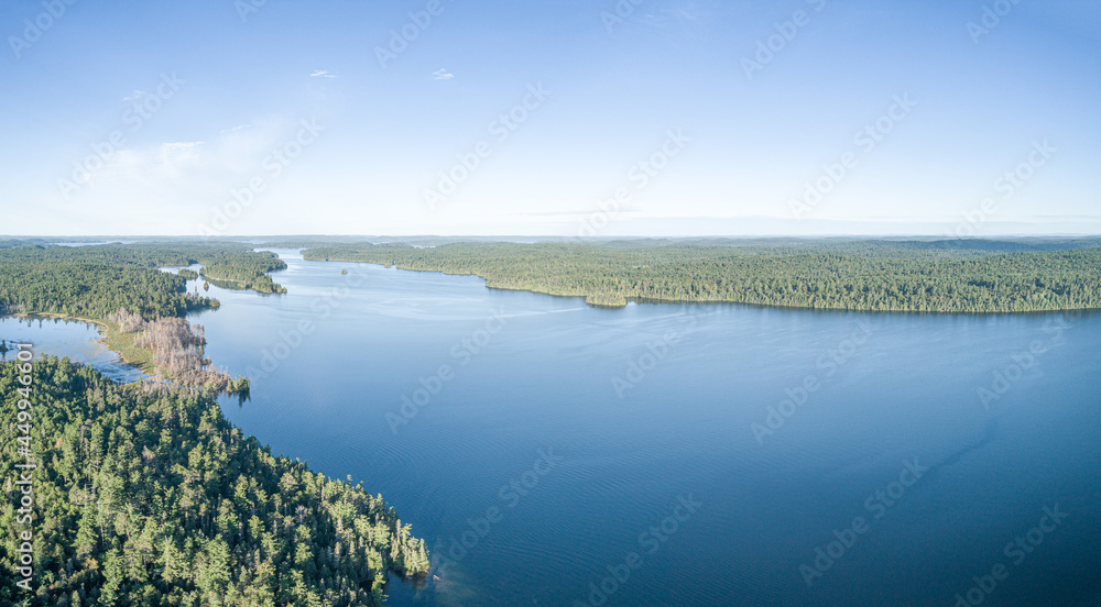 Aerial of wilderness lake