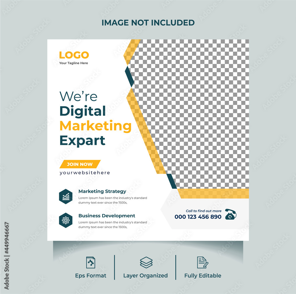 Fototapeta premium Digital marketing agency promotional social media post or editable web banner design template Premium Vector