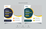 Modern Digital marketing business agency social media post design or editable square flyer banner template Premium Vector