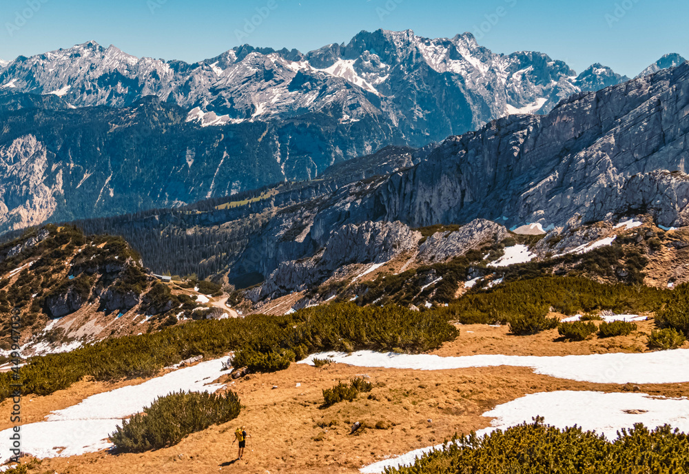 Beautiful alpine summer view at the famous Alpspitze summit near Garmisch Partenkirchen, Bavaria, Germany