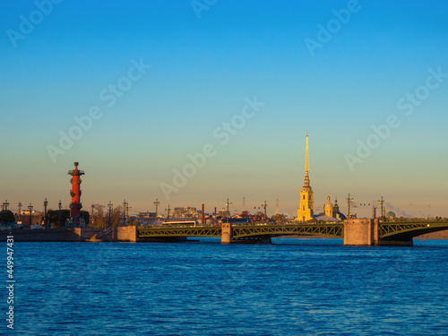 View of the Neva River, Peter and Paul Fortress and Palace Bridge, Saint Petersburg, Russia