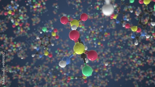 Molecule of chlorothiazide, conceptual molecular model. Scientific looping 3d animation photo