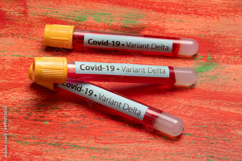 vacuum tube for blood collection  labeled Covid-19 - Variant Delta