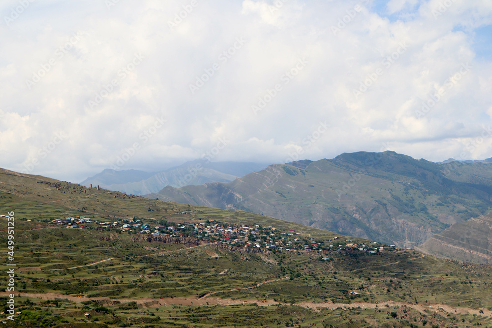 panoramic view to ancient town old Goor in Dagestan