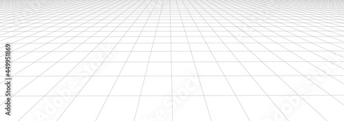 Vector perspective mesh. Detailed lines on a white background. 3d illustration.