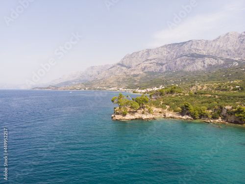 Blue lagoon, island paradise. Beautiful bay near Podgora town, Makarska rivera, Dalmatia, Croatia