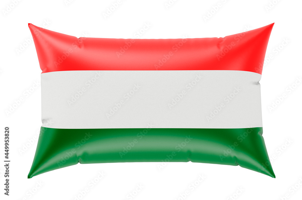 Pillow with Hungarian flag. 3D rendering Pillow with Hungarian flag. 3D rendering