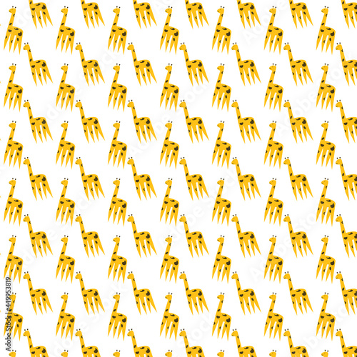 Children's pattern of giraffe on a white background.