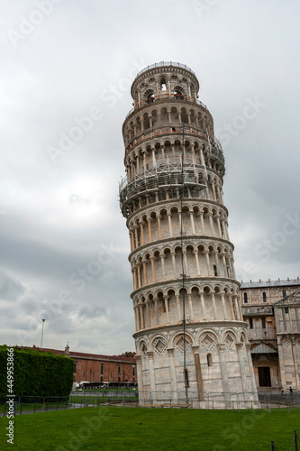 Leaning Tower of Pisa on a rainy day