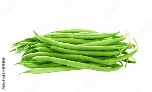 green beans handful isolated on white background.