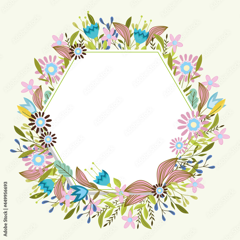 flowers leaves and frame