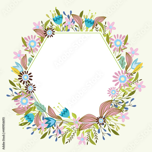 flowers leaves and frame