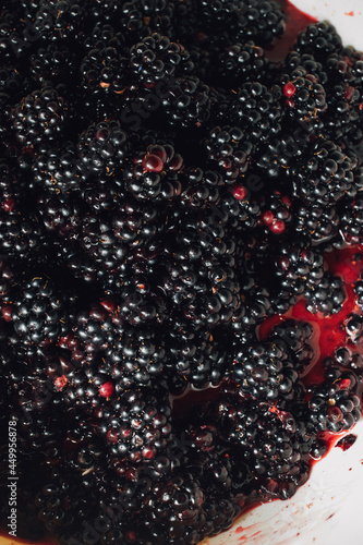 wild blackberries berry juice ready for pie 