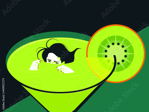 Global Health - Drug Abuse - woman submerged in drink glass