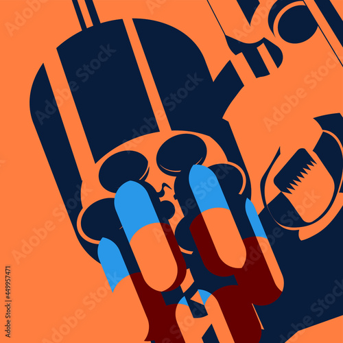 Global Health - Drug Abuse - pills like bullets in a gun