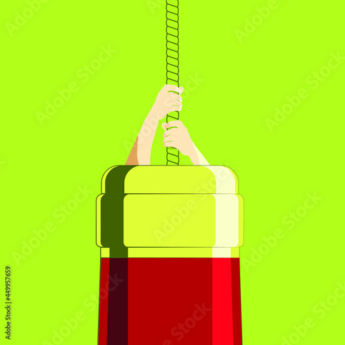 Global Health - Drug Abuse - person inside alcohol bottle in green background