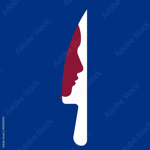 Feminism - Violence Against Women - Women Rights - Domestic Violence - silhouette of woman on a knife