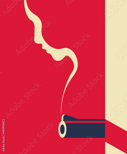 Feminism - Violence Against Women - Women Rights - Domestic Violence - silhouette of a woman formed by the smoke gun