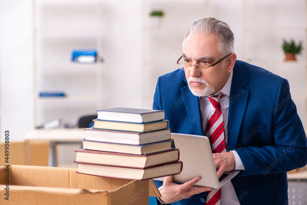 Old male employee in movement concept Old male employee in movement concept