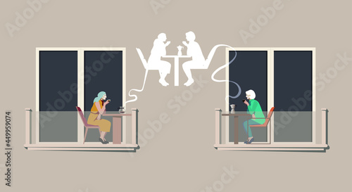 For Global Health - Coronavirus - COVID-19 - Pandemic - old man having tea on the porch