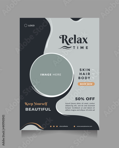 Creative and modern beauty care promotion design. Flat design vector flyer and brochure template with a photo collage. Template can be used for promotion of beauty products, fashion, something natural