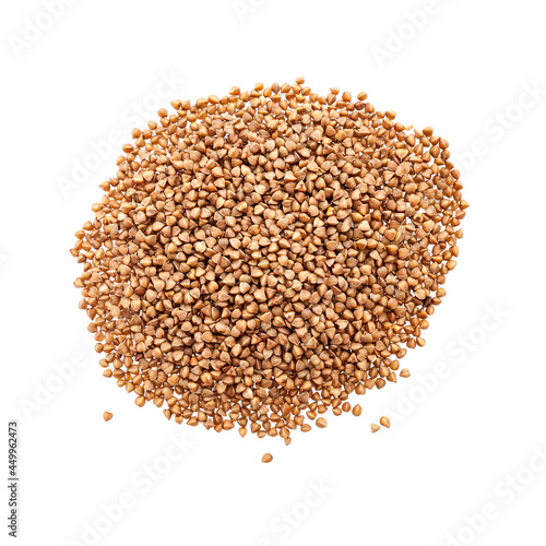 Buckwheat kernel on a white background, isolated, close-up, copy space