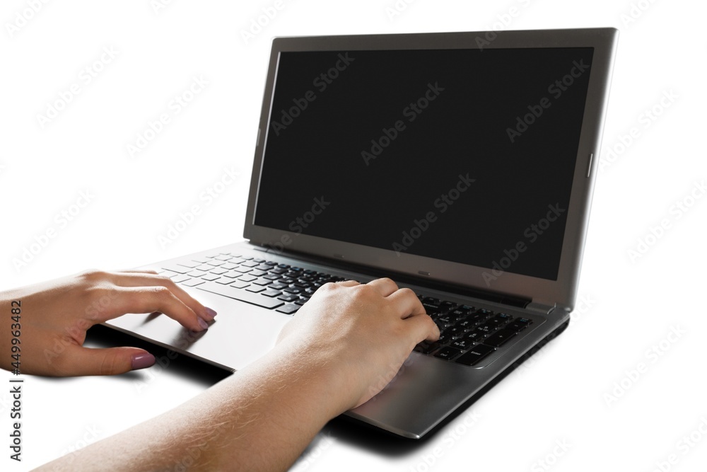 Laptop with hand. Laptop with hand.