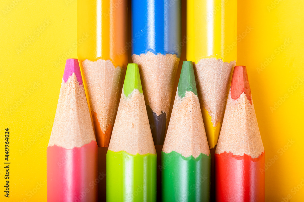 Close up macro shot of color pencil pile pencil Close up macro shot of color pencil pile pencil