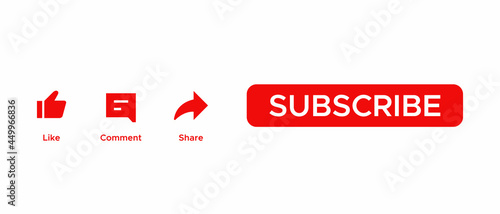 Like, Comment, Share, and Subscribe Button Icon Vector