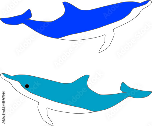 気持ちよく泳ぐイルカのイラスト素材
