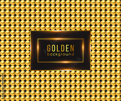 Golden luxury background with beads. Vector illustration.