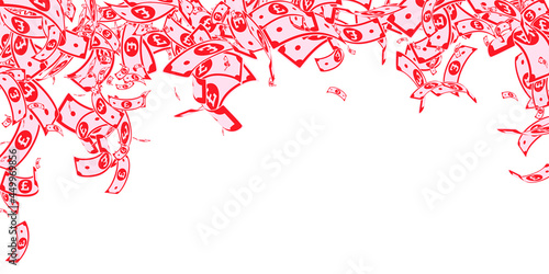 British pound notes falling. Messy GBP bills on wh