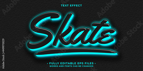 skate neon glowing text effect editable eps cc