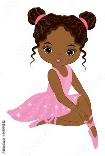 Beautiful African American in Pink Tutu Dress 