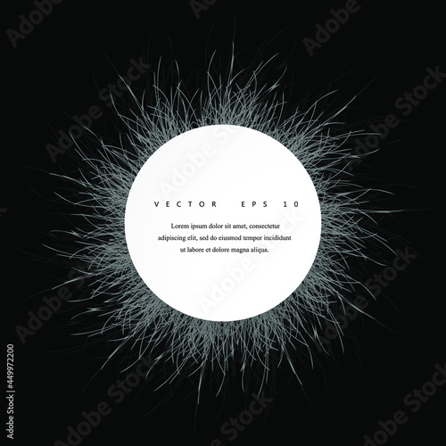 Abstract 3D circle papercut layout. White and black background with fluffy effect. Vector illustration.