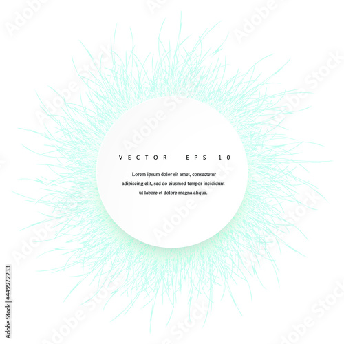 Abstract 3D circle papercut layout. White and blue background with fluffy effect. Vector illustration.