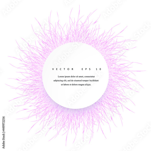 Abstract 3D circle papercut layout. White and pink background with fluffy effect. Vector illustration.