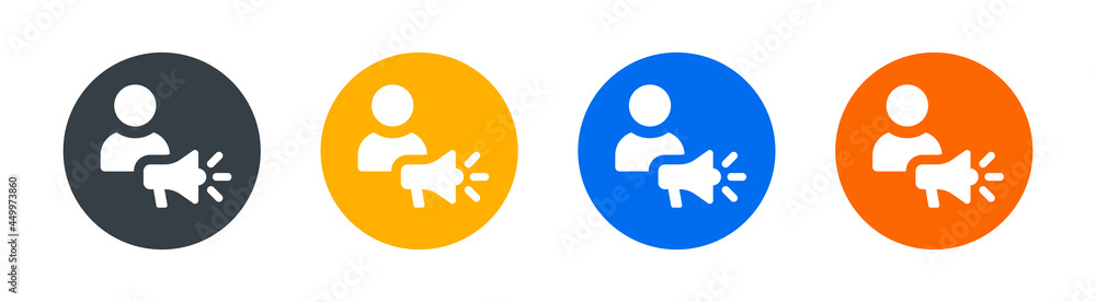 Person with megaphone icon. Announcement symbol. Person with megaphone icon. Announcement symbol.
