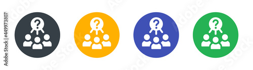 Group of people with question icon. Symbol of group survey icon sign.