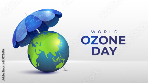 World Ozone Day with Earth and Umbrella Illustration