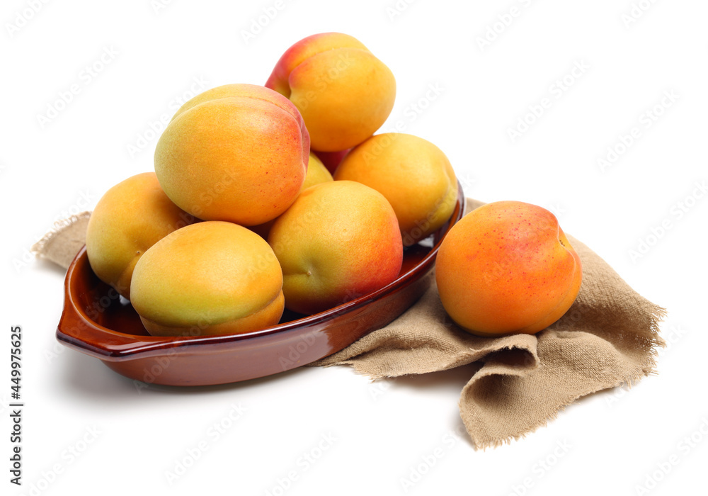 Fresh apricot fruits isolated on white background Fresh apricot fruits isolated on white background
