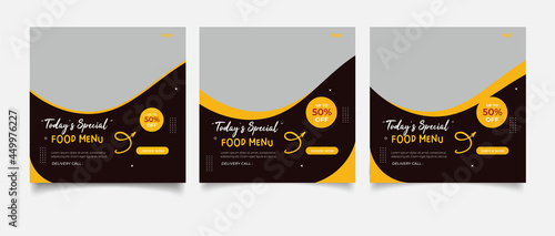 Food menu and restaurant social media banner template