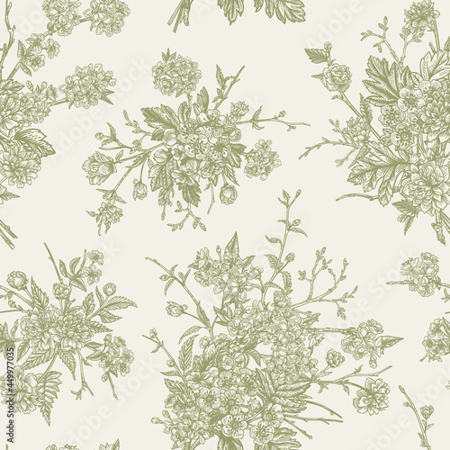 Seamless pattern with bouquets.