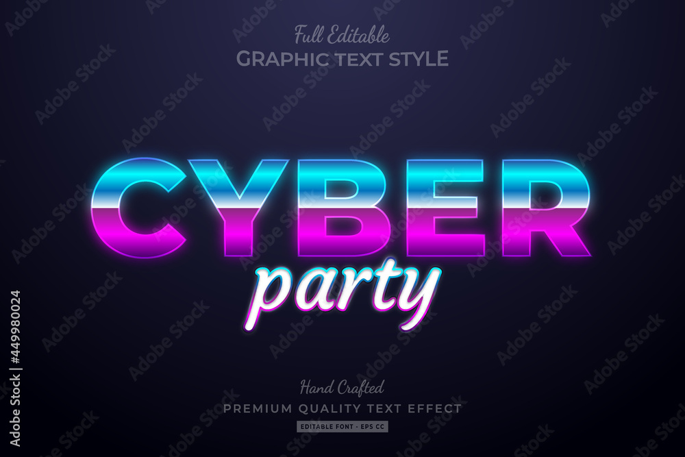 Cyber Party Gradient Editable Premium Text Effect Font Style