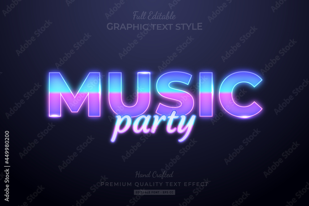 Music Party Gradient Editable Premium Text Effect Font Style Music Party Gradient Editable Premium Text Effect Font Style