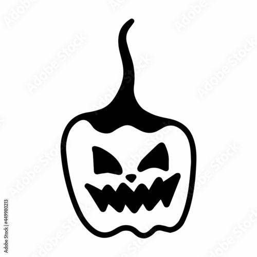 Vector halloween pumpkin clipart isolated on white background icon. Funny, cute illustration for seasonal design, textile, decoration kids playroom or greeting card. Hand drawn prints and doodle.