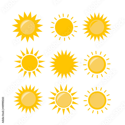 Sun icon illustration. Sunshine isolated set. Sun logo vector