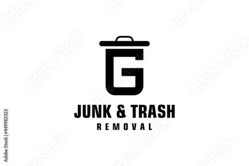 Letter G for junk removal logo design, environmentally friendly garbage disposal service, simple minimalist design icon.