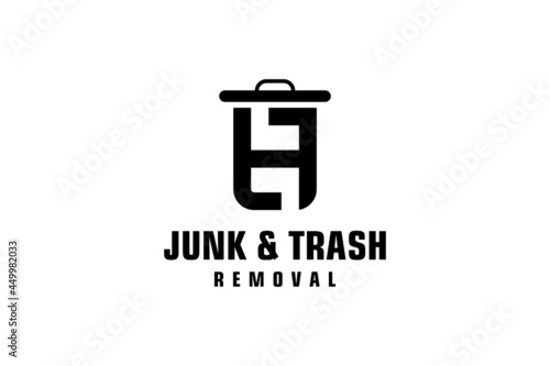 Letter H for junk removal logo design, environmentally friendly garbage disposal service, simple minimalist design icon.