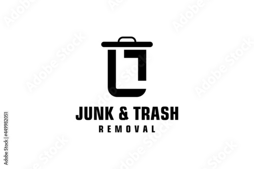 Letter L for junk removal logo design, environmentally friendly garbage disposal service, simple minimalist design icon.